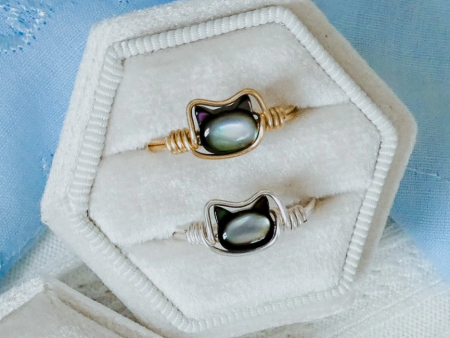 Cat Face Pearl Ring Sale