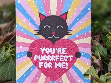 You re Purrrfect For Me!  Cat Valentine s Day Card, Recycled Anniversary Card Online Sale