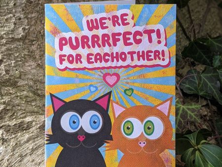 We re Purrrfect For Eachother!  Cat Love Valentine s Day Card, Recycled Anniversary Card Online Sale