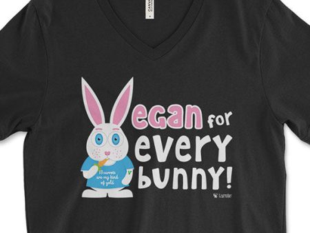 SALE  Vegan for Everybunny!  Unisex V-Neck Bunny Rabbit T-Shirt Cheap