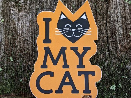 I Love My Cat  Orange and Black Die Cut Vinyl Sticker Fashion