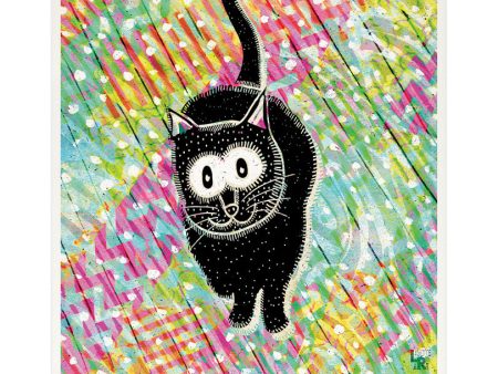 Black Cat Cutie  Whimsical Art Print Supply