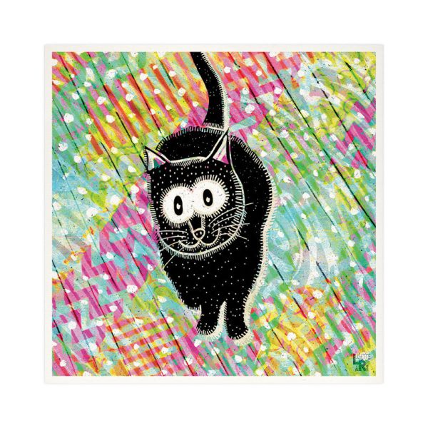 Black Cat Cutie  Whimsical Art Print Supply