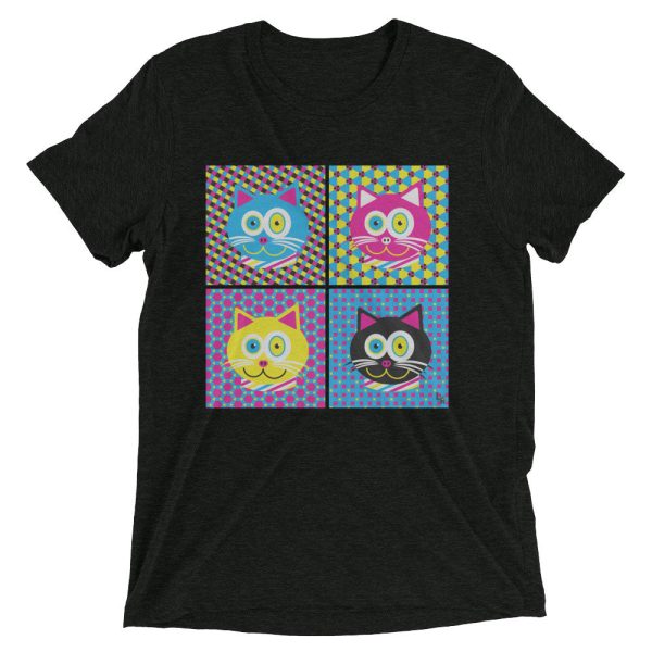 CMYKat - 2x2  Unisex Tri-blend Cat T-Shirt Cheap