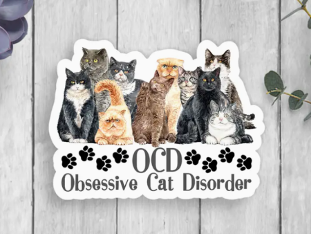 Obsessive Cat Disorder Sticker Online now