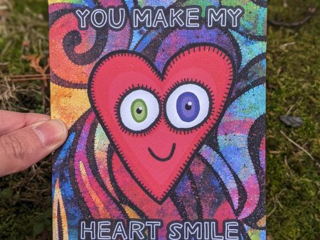 You Make My Heart Smile  Valentine s Day Card, Recycled Anniversary Card Hot on Sale