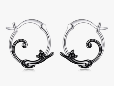 Black Cat Hoop Earrings For Sale