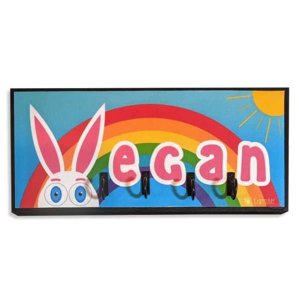 Vegan  Rainbow Bunny Rabbit Vegan Key Holder on Sale