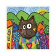 Cat in a Village  Whimsical Art Print Online Hot Sale