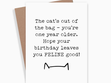 Cat s Out Of The Bag Birthday Card Hot on Sale