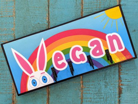 Vegan  Rainbow Bunny Rabbit Vegan Key Holder on Sale