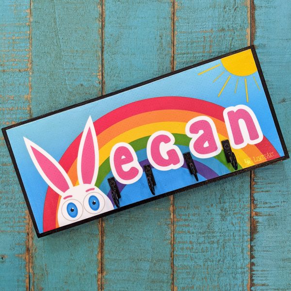 Vegan  Rainbow Bunny Rabbit Vegan Key Holder on Sale