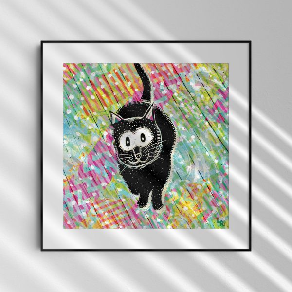 Black Cat Cutie  Whimsical Art Print Supply