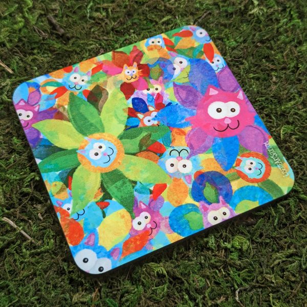 Purrrfect Flower Garden  Cat Coaster Online Sale