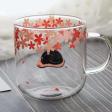 Sakura Glass Cat Mugs (Set of 4) Sale