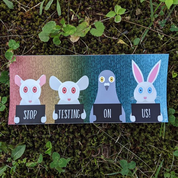 Stop Animal Testing  Vegan Message Vinyl Bumper Sticker Online