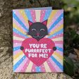 You re Purrrfect For Me!  Cat Valentine s Day Card, Recycled Anniversary Card Online Sale