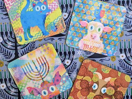 Hanukkah Animals  Coaster Set For Sale