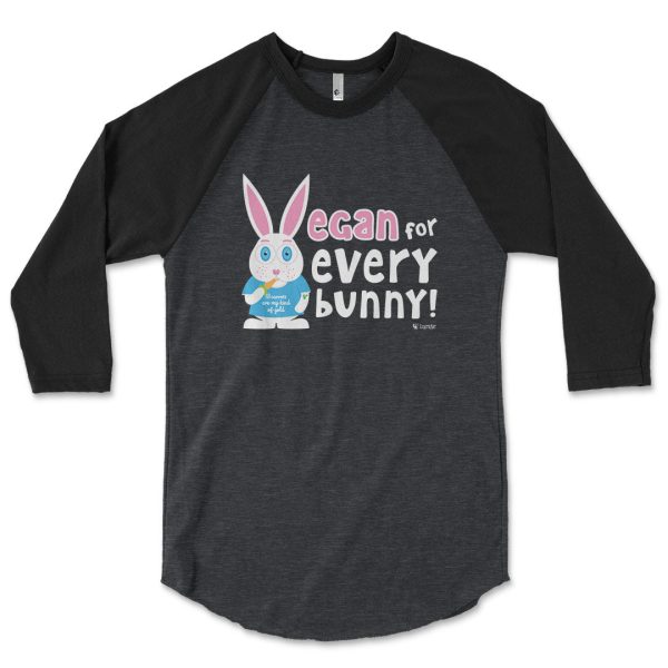 SALE  Vegan for Everybunny!  Unisex Raglan Bunny Rabbit Shirt For Cheap