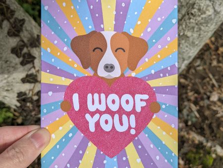 I Woof You!  Dog Valentine s Day Card, Recycled Anniversary Card Online Hot Sale