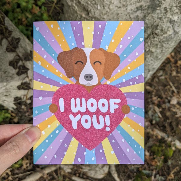 I Woof You!  Dog Valentine s Day Card, Recycled Anniversary Card Online Hot Sale