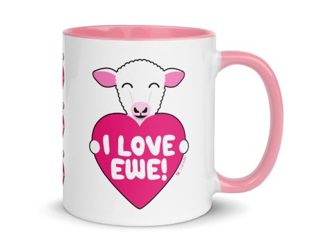 I Love Ewe!  Sheep Coffee Mug with Color Accents Online Hot Sale