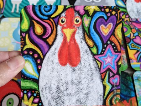 Happy Chalk Chicken  Coaster Online Sale