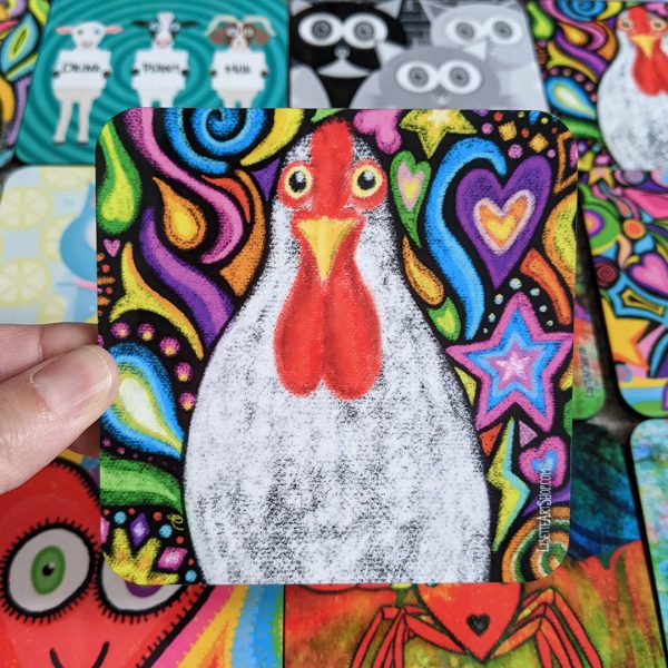 Happy Chalk Chicken  Coaster Online Sale