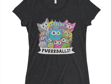 SALE  Purrrballs!  Junior Fitted Cat T-Shirt Online