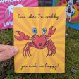 Happy Crabee  Crab Valentine s Day Card, Recycled Anniversary Card Online Sale