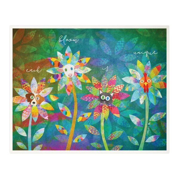 Each Bloom is Unique  Whimsical Animal Flowers Art Print Online Sale