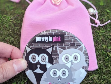 Purrrty in Pink  Cat Pocket Mirror Online