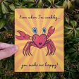 Happy Crabee  Crab Valentine s Day Card, Recycled Anniversary Card Online Sale