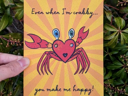 Happy Crabee  Crab Valentine s Day Card, Recycled Anniversary Card Online Sale