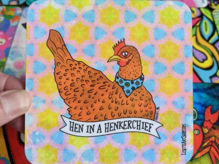 Hen in a Henkerchief  Chicken Art Coaster on Sale