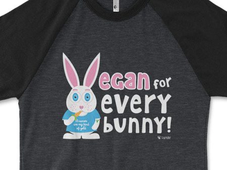 SALE  Vegan for Everybunny!  Unisex Raglan Bunny Rabbit Shirt For Cheap