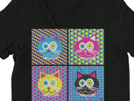 CMYKat - 2x2  Unisex Tri-blend Cat T-Shirt Cheap