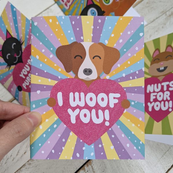 I Woof You!  Dog Valentine s Day Card, Recycled Anniversary Card Online Hot Sale