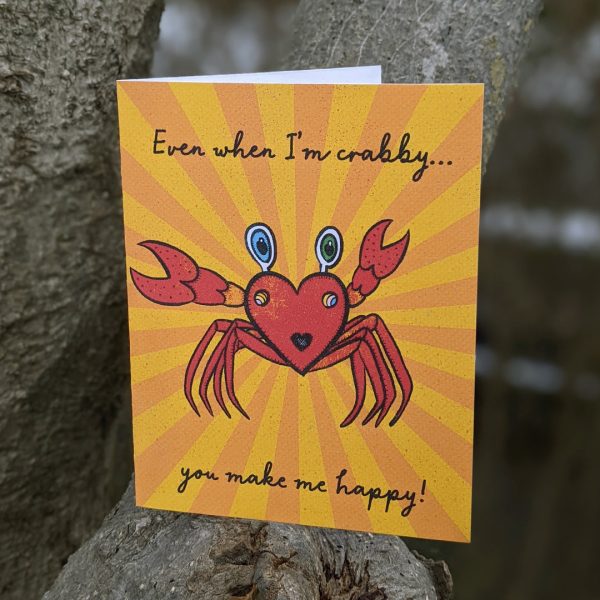 Happy Crabee  Crab Valentine s Day Card, Recycled Anniversary Card Online Sale