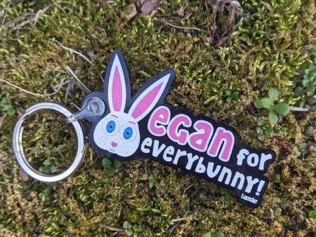 Vegan for Everybunny!  Printed Recycled Acrylic Keychain Supply