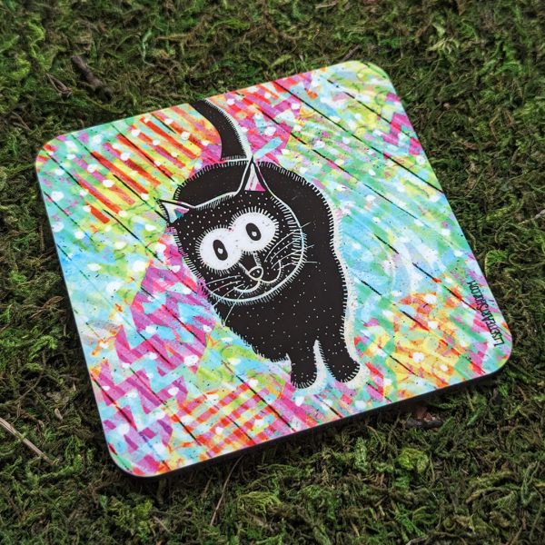 Black Cat Cutie  Coaster For Cheap