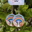 Rainbow Friends  Trio - Printed Wood Charm Vegan Animals Hoop Earrings Online now