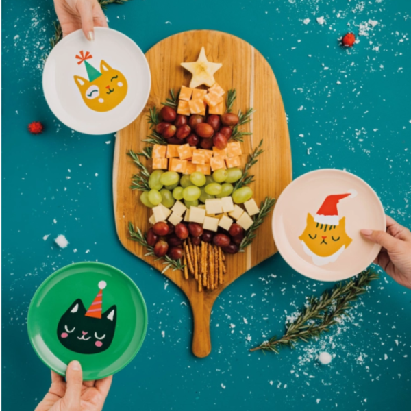 Let It Meow Christmas Appetizer Plates (Set of 4) Hot on Sale