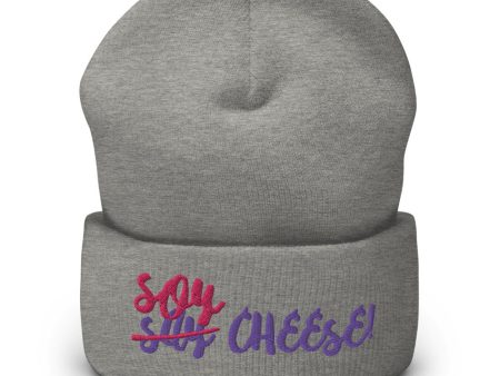 Soy Cheese  Vegan Cuffed Beanie Hat Hot on Sale