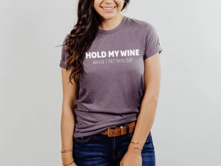 Hold My Wine While I Pet This Cat T-Shirt For Cheap