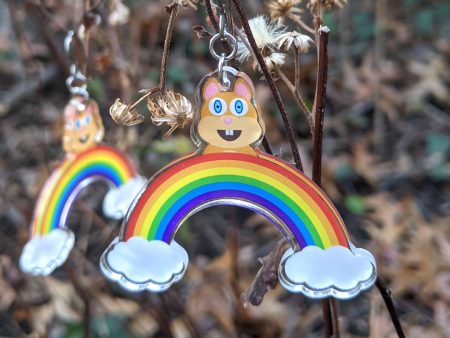 Rainbow Friends - Squirrel  Printed Recycled Acrylic Charm Earrings Online Hot Sale