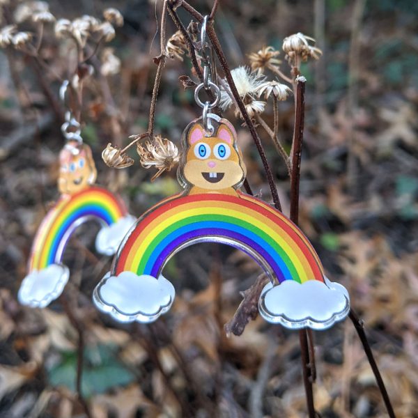 Rainbow Friends - Squirrel  Printed Recycled Acrylic Charm Earrings Online Hot Sale