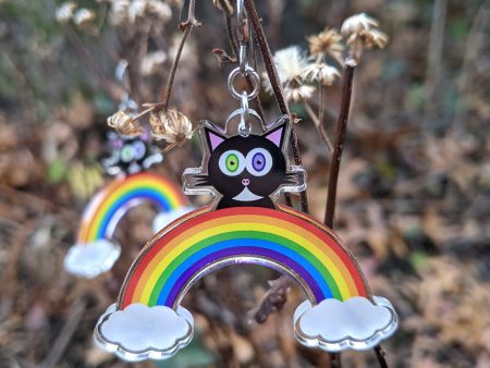 Rainbow Friends - Cat  Printed Recycled Acrylic Charm Earrings Discount