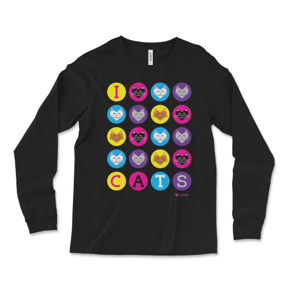 I 💜 Love 💜 Cats  Unisex Long Sleeve Tee Online Hot Sale