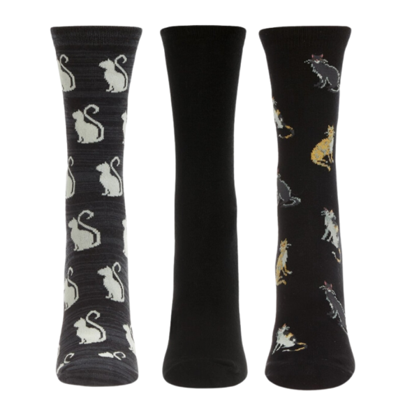 Black Cats Bamboo Socks (Set of 3) Hot on Sale